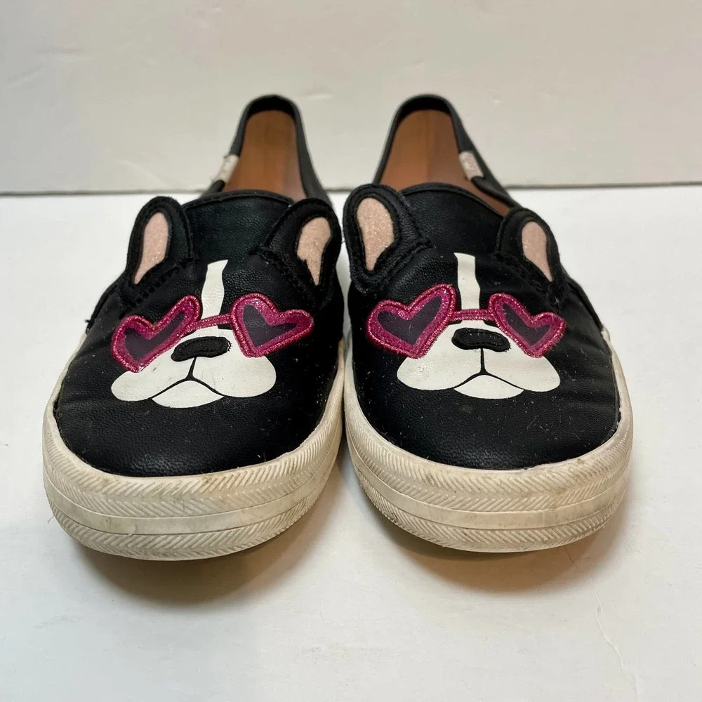 Keds for‎ Kate Spade Shoes Kids 3M Dog Heart Sunglasses Glitter Slip On Casual